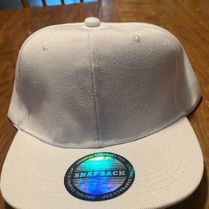 White Snapback Flat Hat